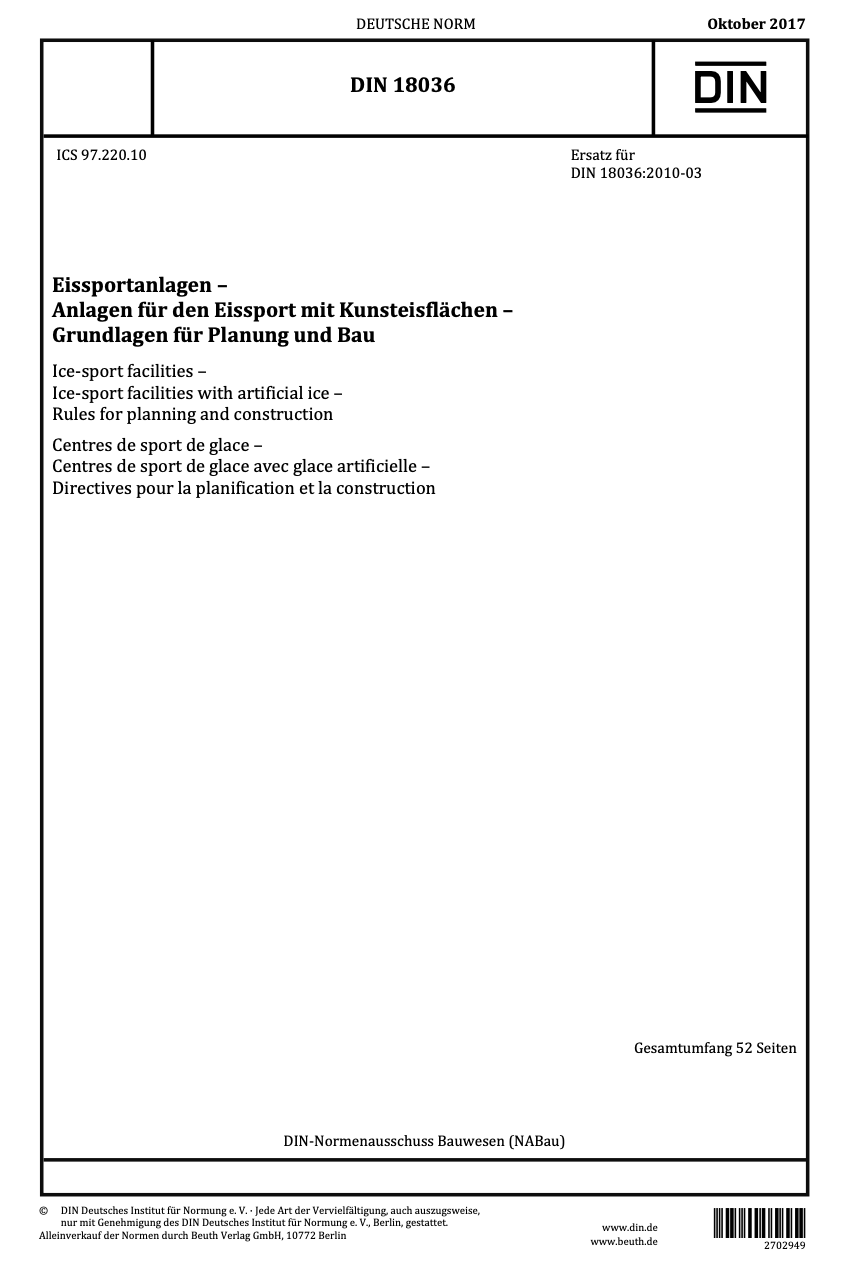 DIN 18036 Norm für Eissportanlagen