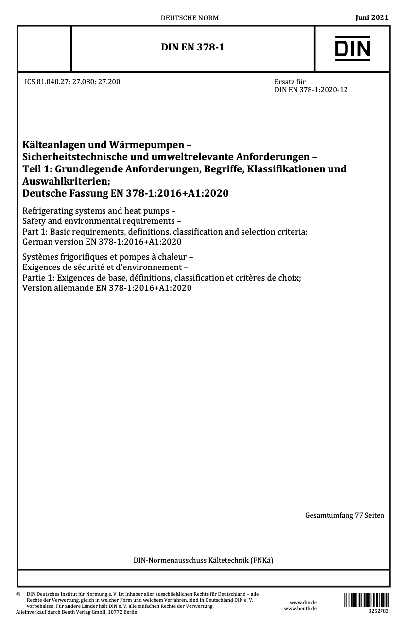 DIN EN 378 Norm für Kälteanlagen